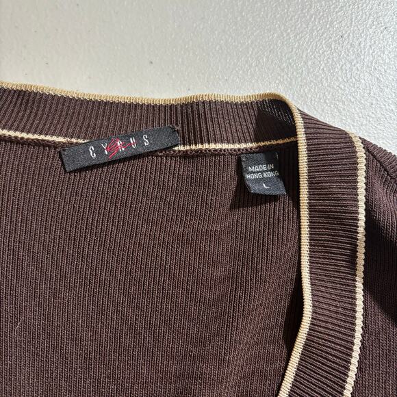 Cyrus Women's Size Large Brown Knit Stretch Long Sleeve Cardigan Sweater Jacket - Picture 3 of 11